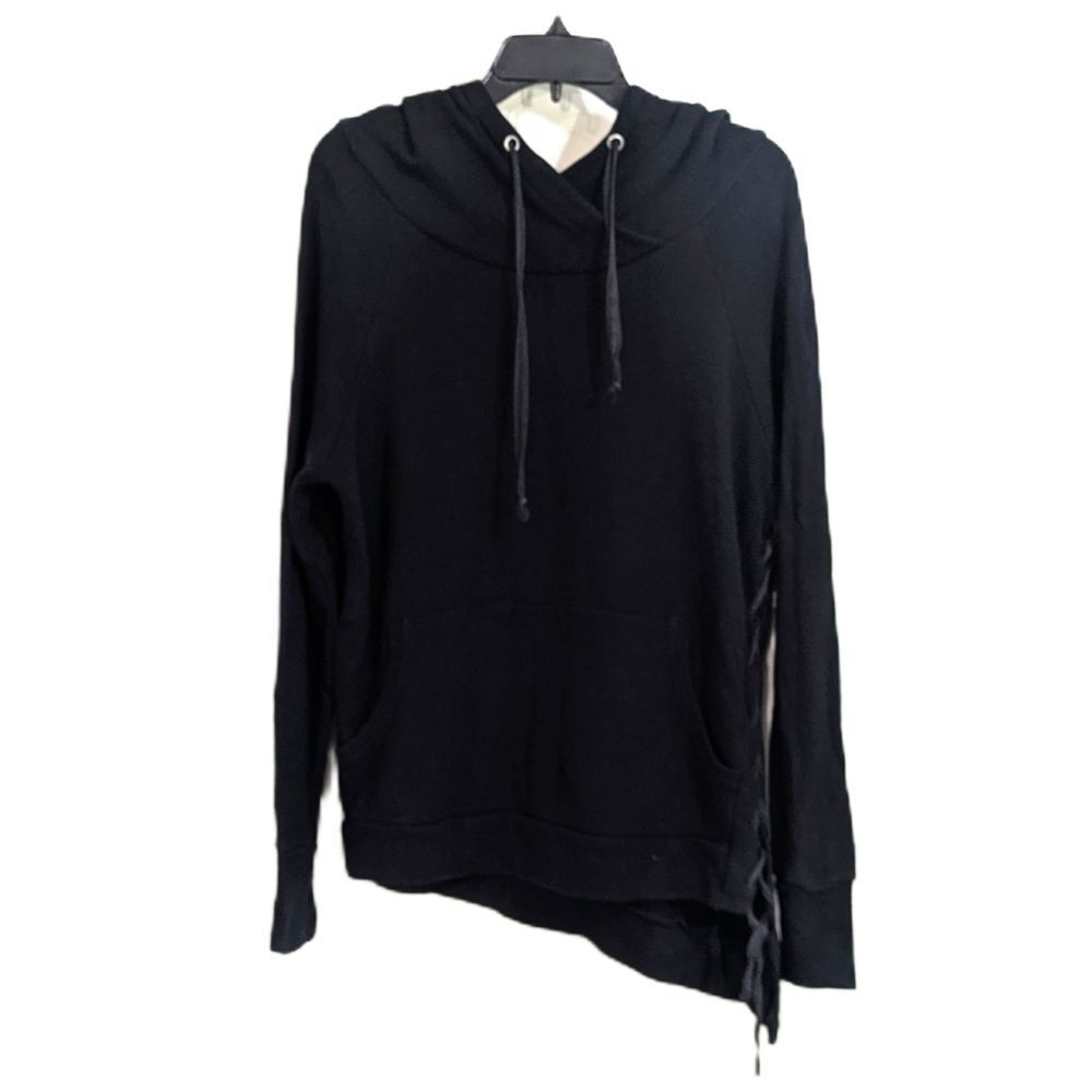 Good hYOUman Black Side Tie Slant Hem Hoodie - Size Medium Womens M